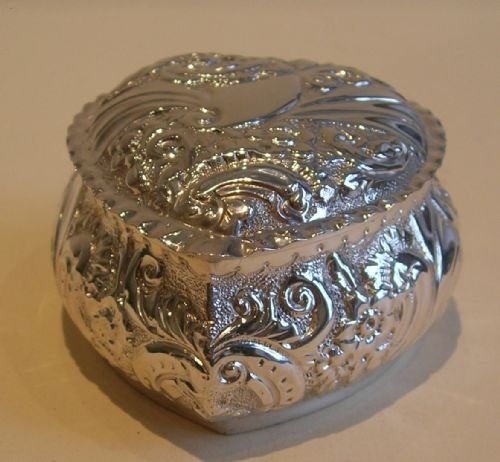 fig 1. Large Victorian English Sterling Silver Heart Trinket Box - 1897