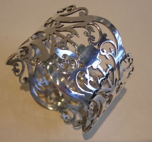 fig 1. Exquisite Antique Sterling Silver Napkin Ring - Pierced