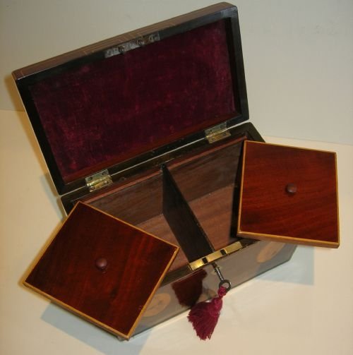 fig 1. George III English Inlaid Mahogany Tea Caddy c.1820