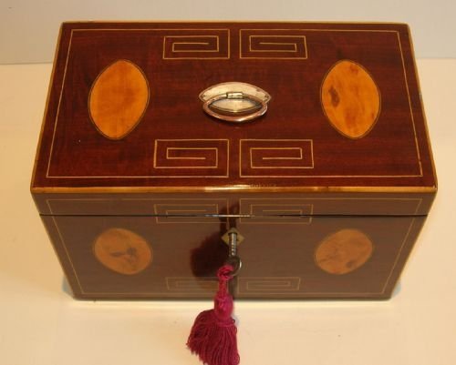 George III English Inlaid Mahogany Tea Caddy C.1820