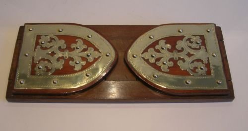 Antique English Walnut & Brass Bookslide / Bookends C.1880
