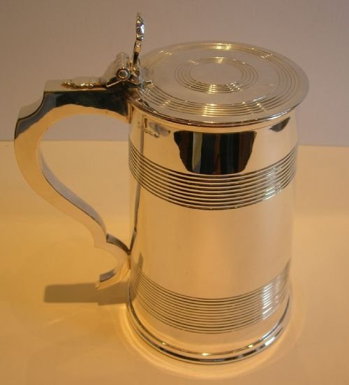 Huge Antique English Lidded Tankard by Elkington - Dated 1858