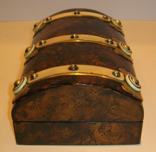 fig 1. Antique English Papier Mache Playing Card / Games Box c.1880