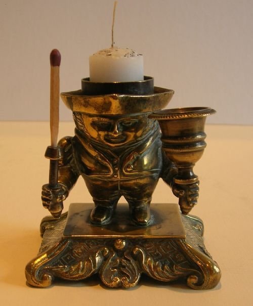 Antique English Figural Table Vesta / Go-to-bed with Snuffer C.1880