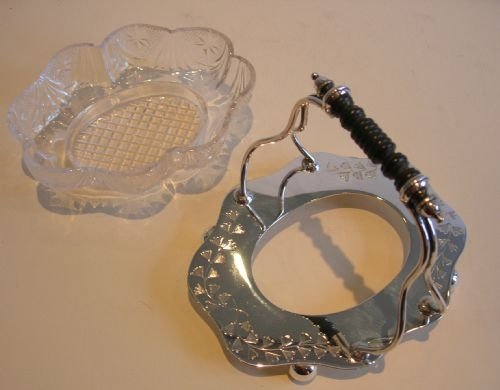 fig 1. Antique English Silverplate & Cut Crystal Preserve / Nut / Candy Dish