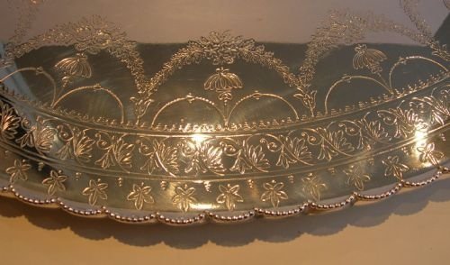 fig 1. Magnificent Antique English Silver Plated Tray - Registration Mark For 1876