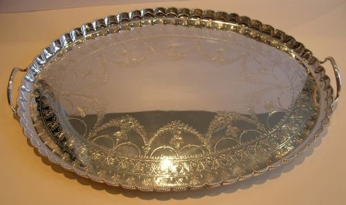 Magnificent Antique English Silver Plated Tray - Registration Mark for 1876