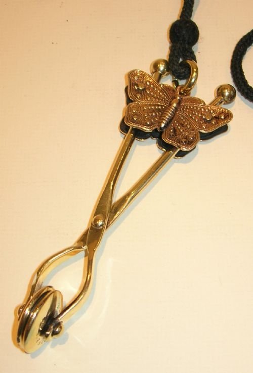Antique English Brass Skirt Lifter - Butterfly - Fyfe's Patent - Registered 1876