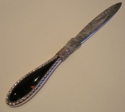 Stunning Antique English Sterling Silver & Tortoise Shell Letter Opener