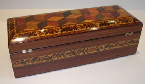 fig 1. Antique English Rosewood & Tunbridge Ware Glove / Jewelry Box c.1860