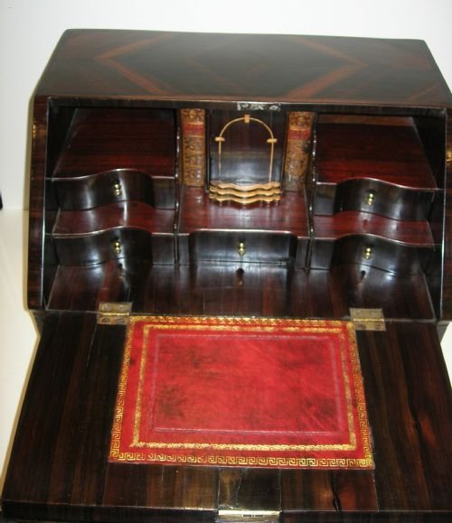 Rare Eighteenth Century Colonial Tabletop Miniature Writing Bureau in Black Walnut C.1750