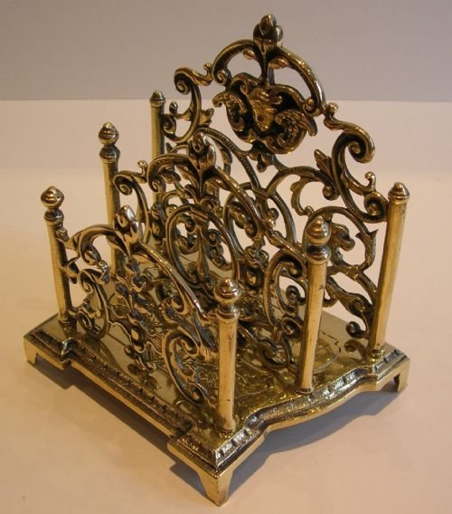 Victorian English Cast Brass Letter Rack or Holder - Charming Cherub