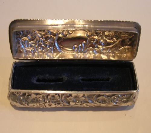 fig 1. Antique English Sterling Silver Ring Box For Two Rings - Victorian