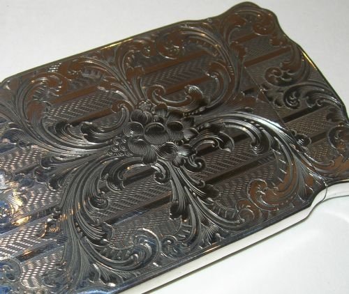 fig 2. Early Victorian Sterling Silver Visiting Card Case In Presentation Case - 1849