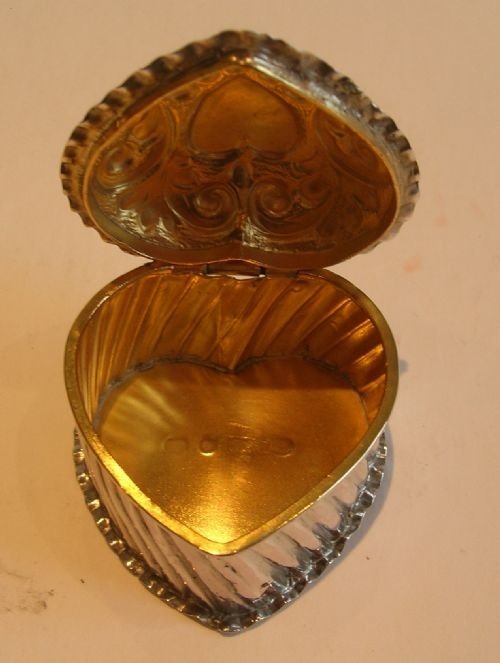 fig 1. Stunning English Victorian Sterling Silver Heart Shaped Box - 1895