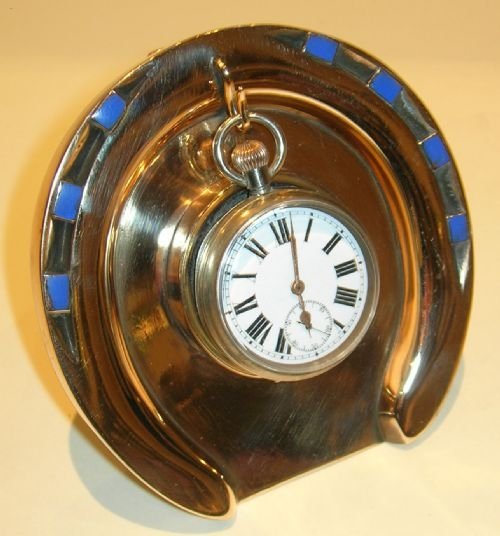 Antique English Equestrian Horseshoe Shaped Pocket Watch Holder C.1880