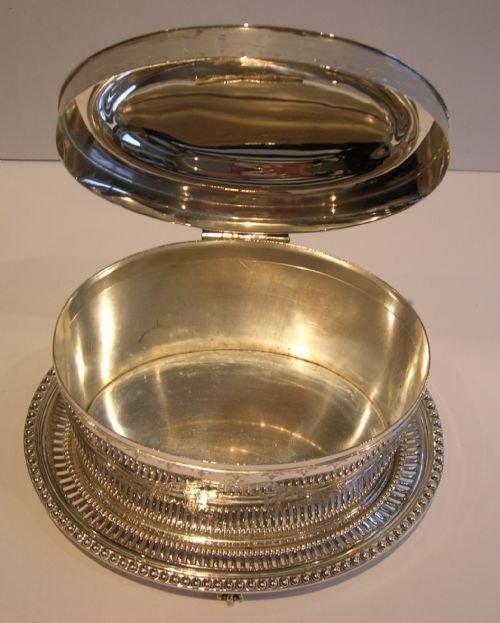 fig 1. Stunning Oval Silverplated Biscuit Box By Atkin Brothers, Sheffield c.1880