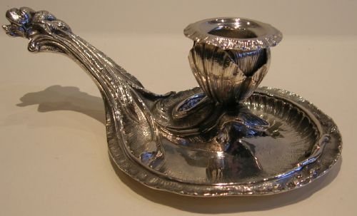 Decorative Silver Plated Chamberstick - Art Nouveau C.1890