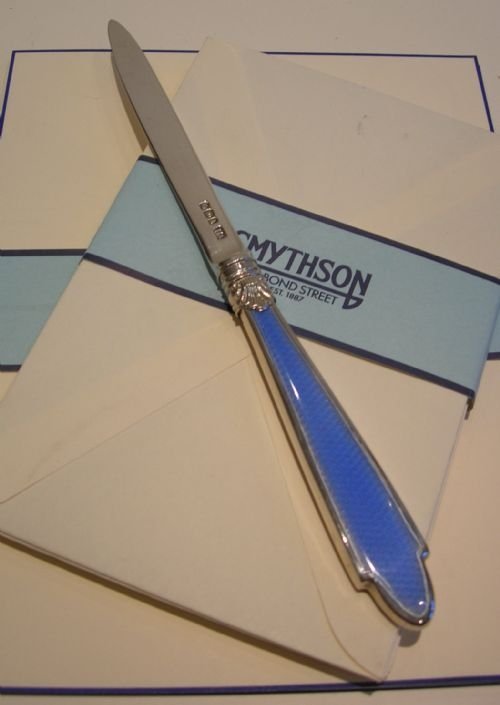 English Sterling Silver and Guilloche Enamel Letter Opener