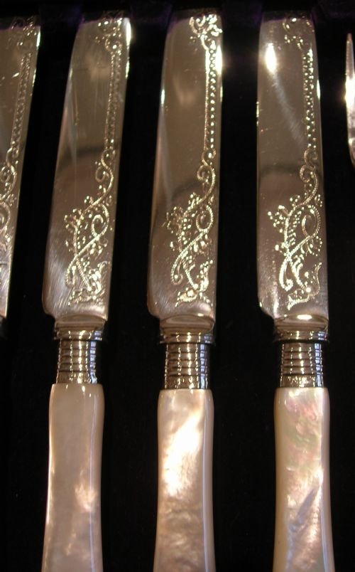 fig 1. Magnificent Set Fruit Knives & Forks By Royal Silversmith, Joseph Rodgers