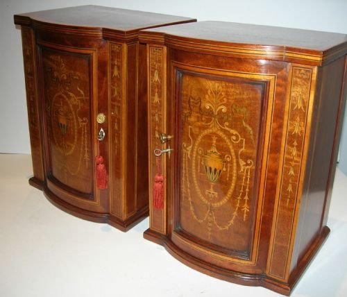 Magnificent Pair of Inlaid Mahogany Table Cabinets C.1900