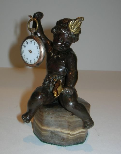 Charming Antique English Pocket Watch Holder - Cherub C.1880