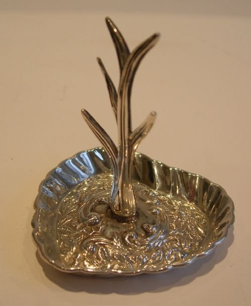 Antique Sterling Silver Heart Shaped Ring Tree - Edwardian