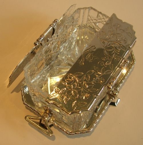 fig 2. Antique English Cut Crystal & Silver Plated Butter Dish by Elkington - 1880