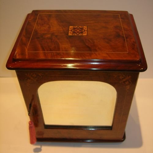 Antique English Walnut Table Cabinet - Mirrored Front C.1880