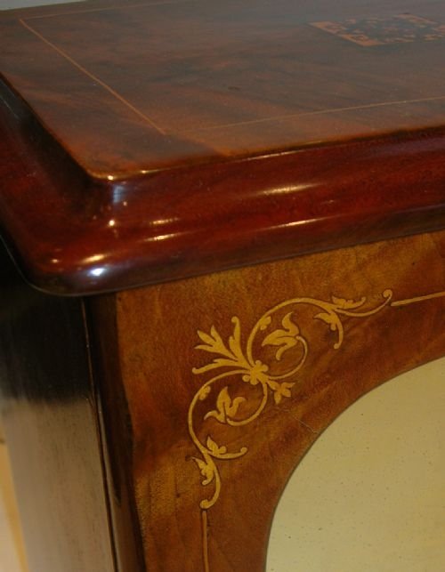 fig 1. Antique English Walnut Table Cabinet - Mirrored Front c.1880