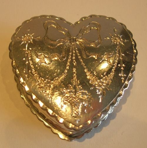Pretty Antique English Sterling Silver Heart Pill Box - Beautiful Engraving