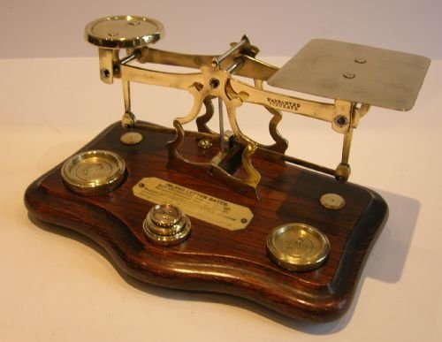 English Oak & Brass Postal or Letter Scales C.1923
