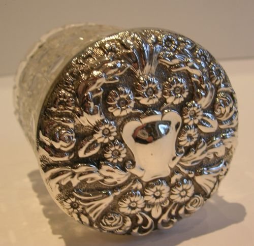 Stunning Large Antique English Sterling Silver Lidded Vanity Jar - 1901