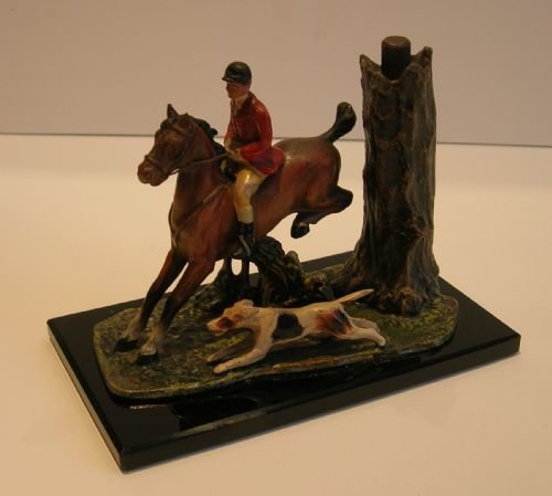Antique English Hunting Scene Fuel Lighter C.1910