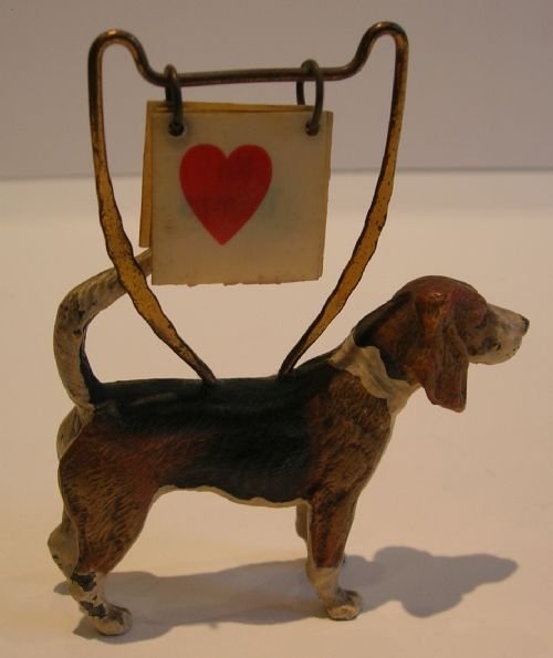 fig 1. Antique English Figural Dog Trumps / Marker - Beagle c.1910