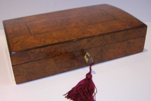 fig 1. Elegant Burl Walnut & Ebony Jewelry / Table Box c.1840