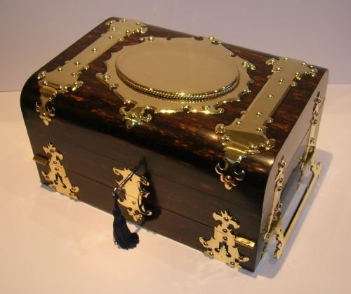 Magnificent Double Action Writing Box in Coromandel & Brass by Howell James & Co.