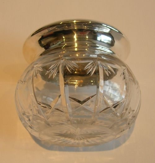 fig 1. Rare Cut Crystal, Sterling Silver & Royal Worcester Powder Jar - Signed James Stinton - Mallard Ducks