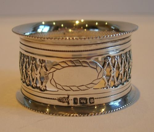Antique English Sterling Silver Napkin Ring by Walker & Hall - 1901