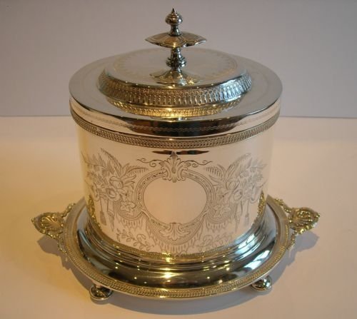 Beautiful Antique English Biscuit Box by Roberts & Belk C.1880