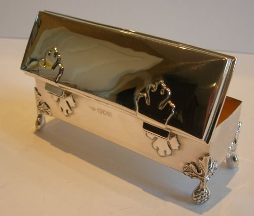 Rare Antique English Arts & Crafts Sterling Silver Box - 1911