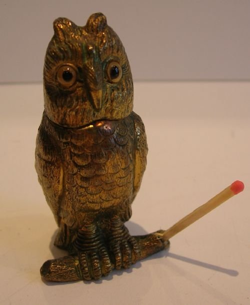 Antique English Figural Vesta / Go-to-bed with Original Glass Eyes C.1880