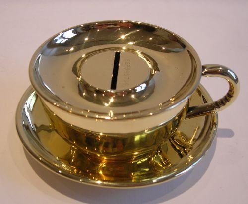 English Novelty Money Box or Bank - Tea Cup & Saucer Regd. For 1921
