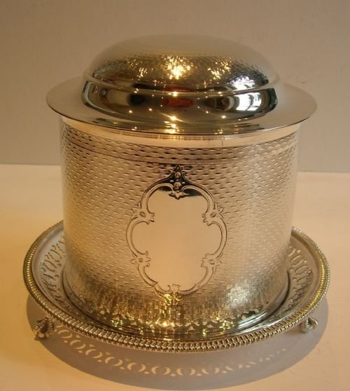 Antique English Silver Plate Biscuit Box C.1880