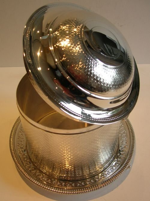 fig 1. Antique English Silver Plate Biscuit Box c.1880