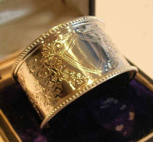 Stunning Antique English Sterling Silver Napkin Ring - 1896