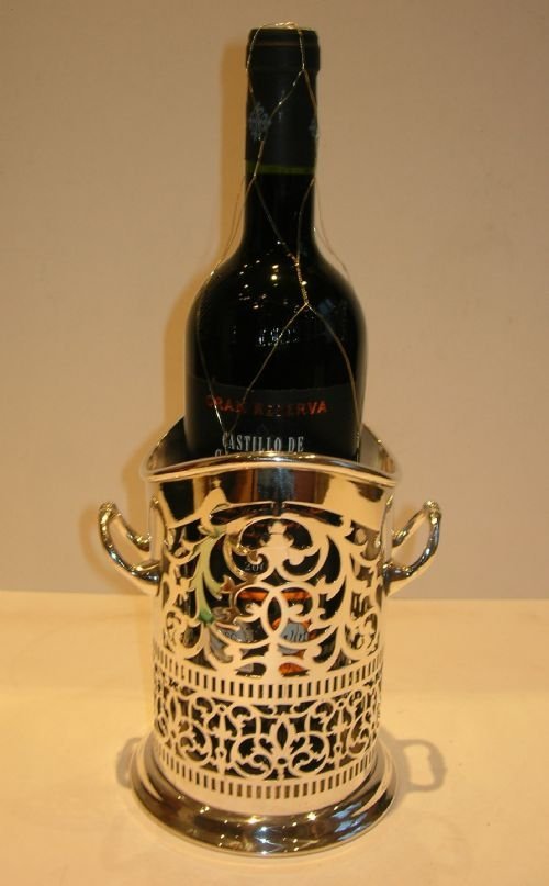 Antique English Silver Plated Wine or Champagne Bottle Holder C.1910
