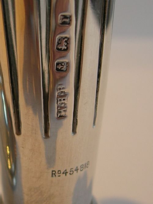 fig 1. Stunning Pair Antique Sterling Silver Trumpet Vases - English - 1908
