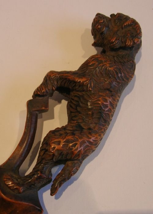 Exquisite Carved Black Forest Figural Letter Opener - Dog - C.1890