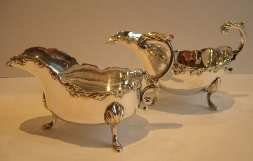 Pair Antique Scottish Silver Plated Sauce Boats C.1900